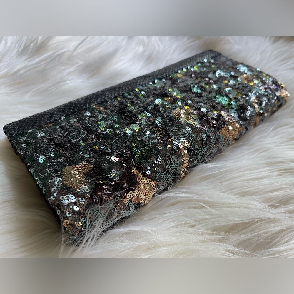 Big Buddha Sequin Camo Clutch with Optional Chain Strap